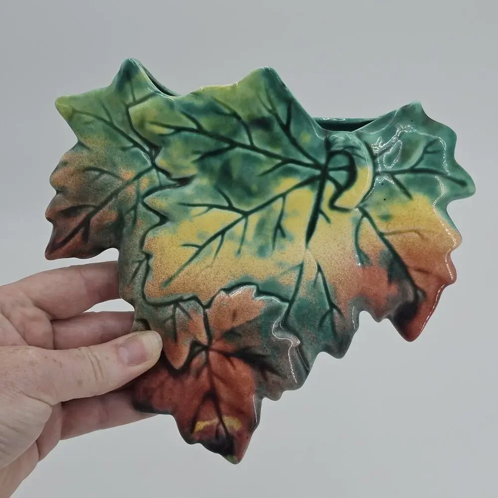 Vintage Ceramic Pottery Maple Leaf Wall Pocket